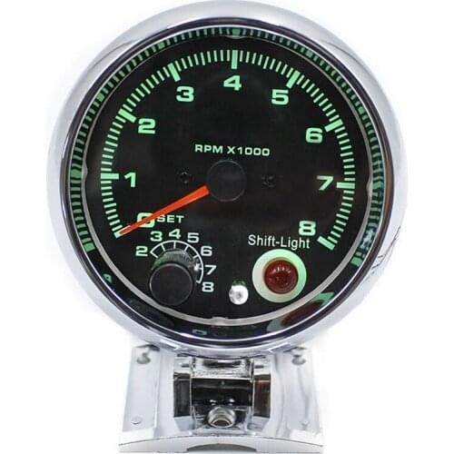 12V 3.75" Car Tachometer Tacho Gauge with 7 LED Colors Shift Light 0-8000 RPM Auto Truck Tachometer Digital Speedometer Car