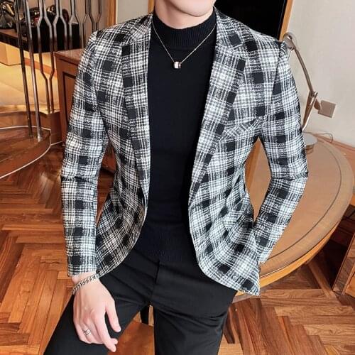 2021 Brand clothing Men High Quality slim fit plaid business Blazers/Male leisure Fashion cotton linen suit Jackets S-4XL