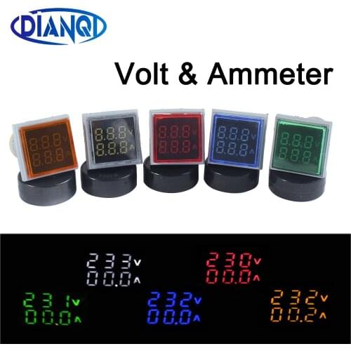 22mmMini LED Digital Dual Display Volt & Ammeter Gauge Current AC60-500V 0-100A Voltage Tester Meter Indicator Pilot Lamp Light