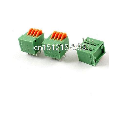 3pcs 2.54mm 4 Positions PCB Mount Screwless Spring Terminal Blocks 150V 2A