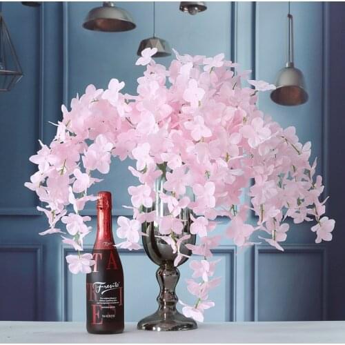 4Pc Artificial Flowers String Hydrangea Vine Home Ceiling Hanging Decoration Wedding Background Flower Wall Layout Flower Rattan