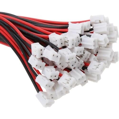 HUYU 50 SETS Mini Micro JST 2.0 PH 2-Pin Connector Plug with Wires Cables 120MM 26AWG