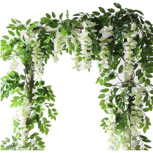 7ft 2m Flower String Artificial Wisteria Vine Garland Plants Foliage Outdoor Home Trailing Flower Fake Flower Hanging Wall Decor
