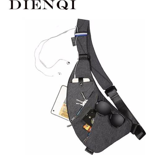 DIENQI 2020 Black Multifunction Crossbody Bag for Men Shoulder Hip Waist Bags Male Waterproof Travel Chest Bag Sling Fanny Pack