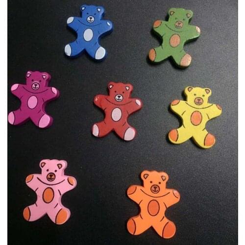 DoreenBeads Mixed Multicolor Cute Bear Wood Beads 28x23mm 100PCS