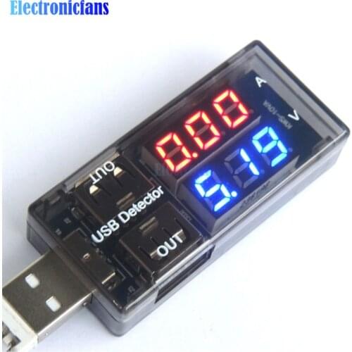 Dual USB Voltage Current Charging Detector Tester Mobile Power Digital display Voltmeter Ammeter USB Charger Tester Red Blue