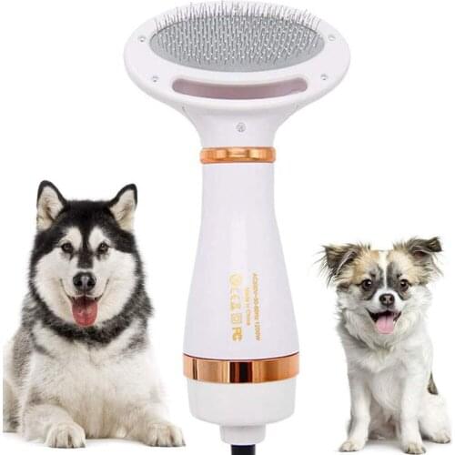 Pet Hair Dryer Dog and Cats Hair Grooming Dryer with Slicker Brush 3 Heat Settings with Slicker Brush Portable Dog Blower