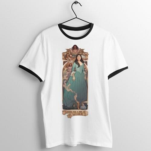 Black Trim T Shirt Hamilton WE WORK Awesome Artwork Printed Tee