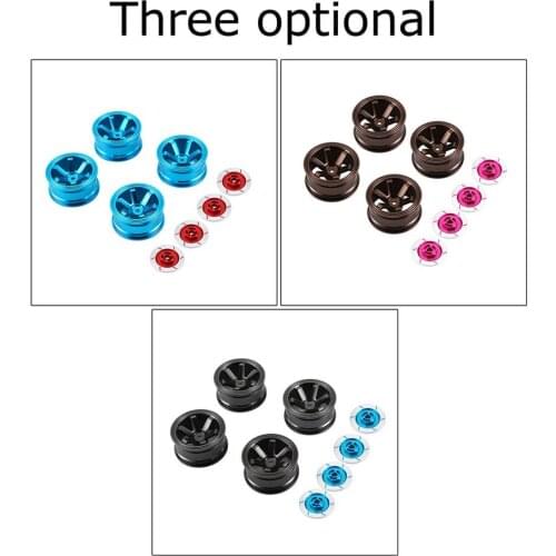 4pcs Aluminum Alloy Hubs Wheel Rims and Brake Disc Wheel Rim For RC 1/10 Car HSP Fly Fish Buggy Truck 94123 94122 D4 CS