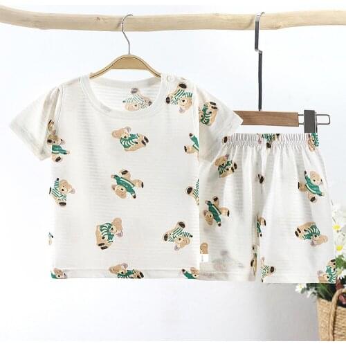 Summer Kids Pajamas Baby Boys Girls Clothing Sets Cartoon Animal T-Shirt+Shorts 2pcs Kid Clothes Pijamas Children Sleepwear