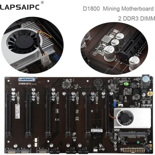 Lapsaipc D1800 Mining Motherboard Support 6 cards All Solid State Capacitor + CPU Mining Machine D1800-BTC mainboard DDR3 DIMM
