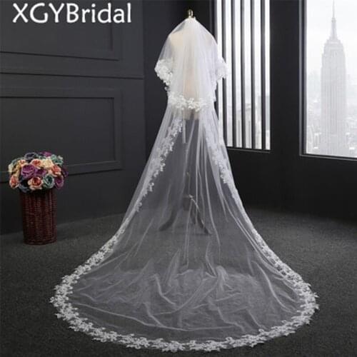2021 New Arrival Bridal Veils 3 Meters Long Double Layer Wedding Headwear Appliqued Velos De Novia Beautiful Sequin