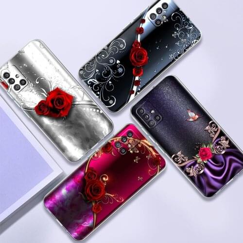 Fashion Cover for Samsung Galaxy A51 A71 A21s A31 A12 A52 A41 M31 M30s Soft Silicone Clear Phone Capa Fashion Flower