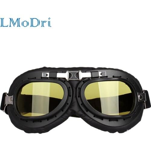 LMoDri Retro Motorbike Motocross Helmet Pilot Goggles Jet Aviator Vintage Pilot Goggles Motorcycle Scooter Glasses UV For Helmet