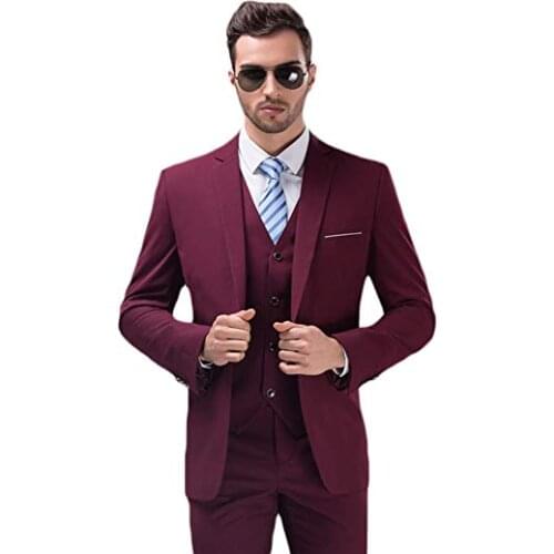 Multi Color Custom Slim Fit Notch Lapel Blazer Tuxedo Mens 3 Pieces Wedding Formal Suit Terno Jacket Pants Vest Set Suit Men