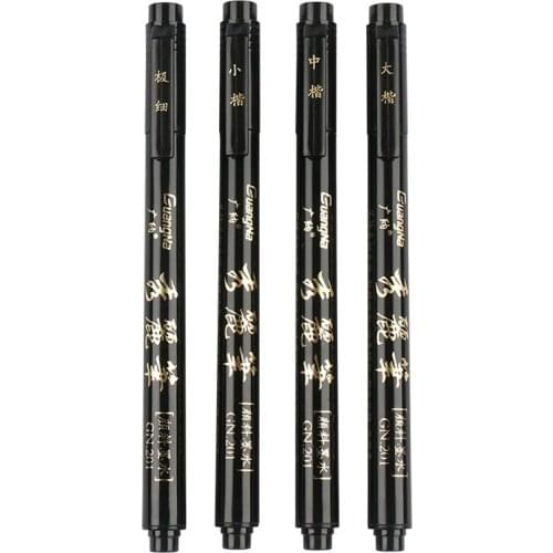 4Pcs Calligraphy Pen Set Fine Medium Brush for Signature Drawing Hand Writing Lettering Words Painting Art Design Supplies