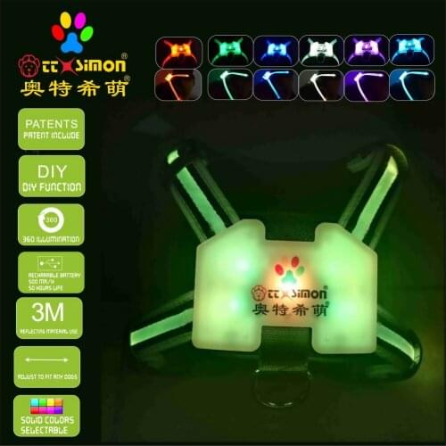 CC Simon unique products nylon glowing led dog collar Puppy Lead Pets Vest xl dog collar for large dog