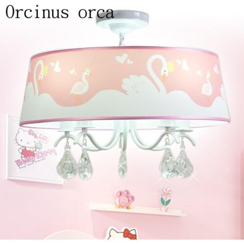 New Korean PINK SWAN crystal chandelier girl bedroom Princess Room ceiling chandelier romantic Chandelier free shipping