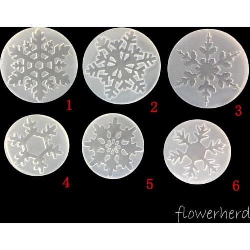 New Mirror Fondant Moulds 6 Optional Sizes Different Christmas Snowflake Epoxy UV Glue Crafts Mold DIY Pendant Tool Accessories
