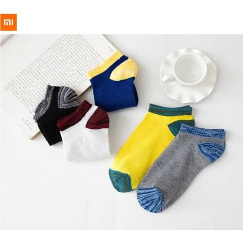 New 1 pairs xiaomi mijia mens cotton sock color matching boat socks leisure men soft sports fashion socks in stock