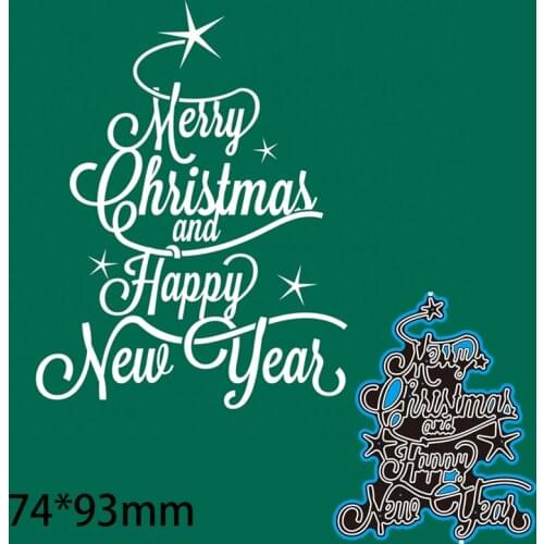 74*93mm Merry Christmas and Happy New Year New Metal Cutting Dies Scrapbooking DIY Album Paper Card Craft Embossing Stencil Dies