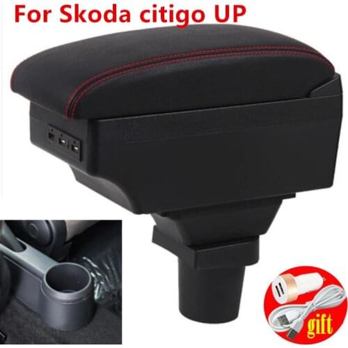 For Skoda citigo UP Armrest box Interior Parts special Retrofit parts Car Armrest Center Storage box with USB LED