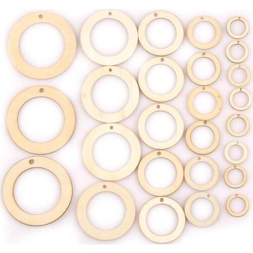 20/30/40/50/60mm Circle/ring Pendant Natural Wooden Decoration Ornaments Wood Slices DIY Crafts Scrapbookings Handmade M2594