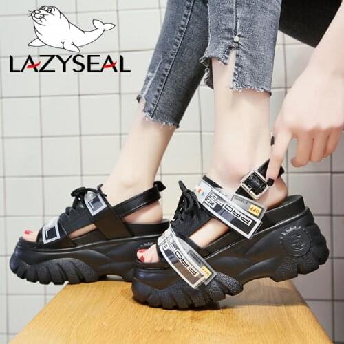 LazySeal Platform Wedge Sandals Women Sandal For Women New 2019 Buckle Thick Heels Wedges Summer Shoes Woman