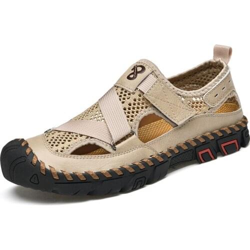 2021 Mens Sandals Hollow Men Shoes Casual Breathable Mesh Male Sandals Summer Hiking Sneakers Soft Men Shoes Zapatillas Hombre