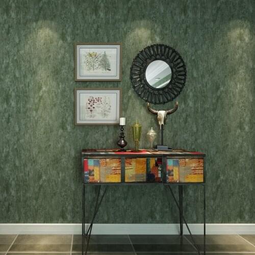 Beibehang Special retro plain non-woven wallpaper dark green mottled bedroom living room dining room shop wallpaper
