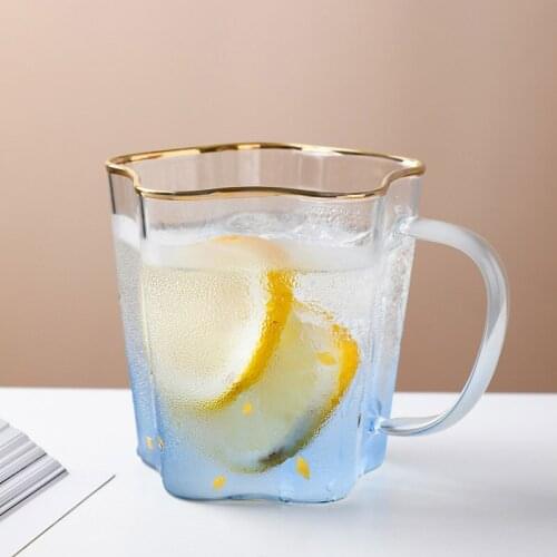 Star Shape Gold High Borosilicate Glass Coffee Cup Transparent Temperature Resistant Hot and Cold Dual-use Household
