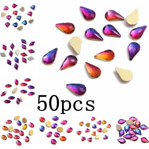 Nail Strass 50pcs Blue Rainbow For Nail Art Decorations Flatback Nail Stickers DIY Craft Art Charm Stones