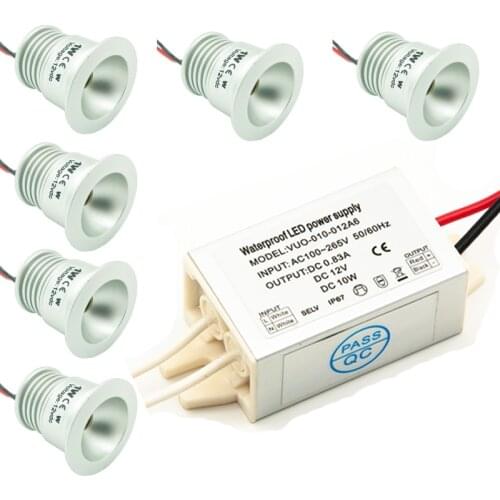 12V DC 1W IP65 Mini Led Spot With IP67 12W Driver Adapter 80Ra 1 Watt SPA Downlight Lighting CE Outdoor Light