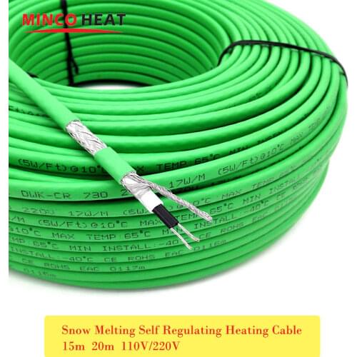Heat Resistant Cable Pipe Warming Freeze Protection Water-proof Inside & Outside Roof Snow Melting Self Regulating Heating Cable