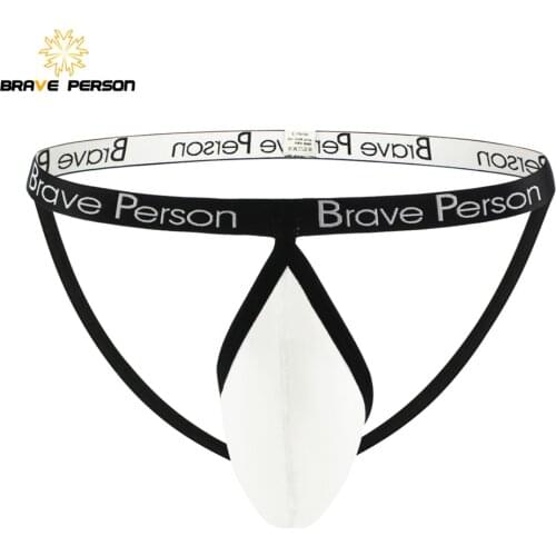 BRAVE PERSON Fashion Breathable Cotton Mens Jockstrap Underpants G String Thongs Men Underwear Lingeries
