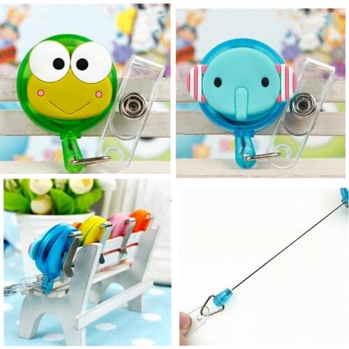 Animal Retractable Plastic Badge Holder Reel Exhibition ID Badge Clip Elephant Frog Style Name Card Hospital Office Supplies