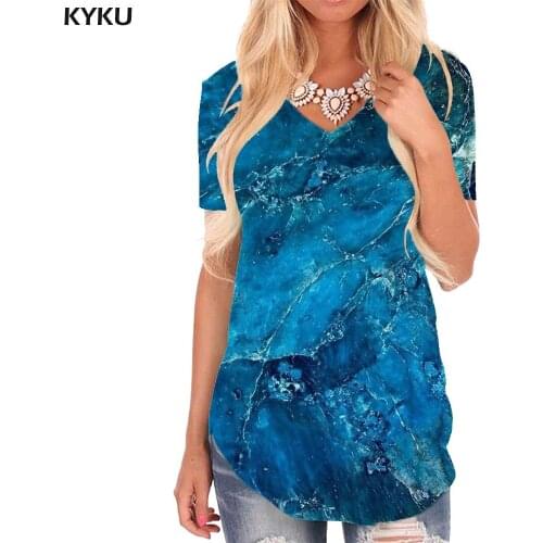 KYKU Cube T Shirt Women Geometry Funny T shirts Abstract Shirt Print Psychedelic V-neck Tshirt Womens Clothing Hip hop