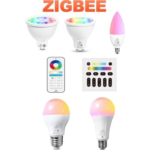ZigBee 3.0 4W 6W 12W Smart LED Bulb Pro RGB+CCT MR16 GU10 E14 E27/E26 Light Bulb Alexa Echo Plus SmartThings APP/Voice/RF Remote