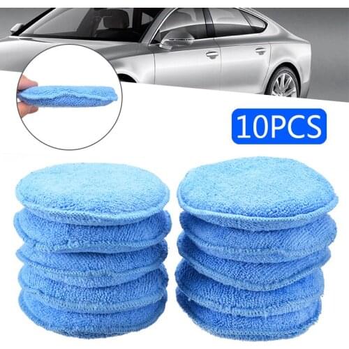10pcs 12.5cm Round Soft Microfiber Car Wax Applicator Pad Polishing Sponge For Apply Remove Wax Auto Care Tool