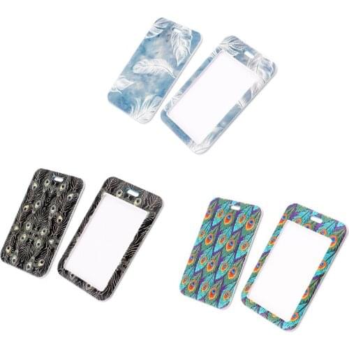 20pcs/lot BH1457 Blinghero Cartoon Feather ID Card Holder Name Credit Card Holder Neck Strap Card ID Holders Identity Badge