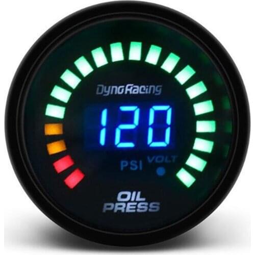Auto Modification Digital Oil Pressure Gauges with Sensors 12v Universal Racing Cars Meters Device Led Display 52mm