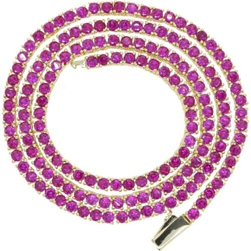 Iced Out Cubic Zirconia Bling Red 3mm CZ Tennis Chain statement Necklace for Women hip hop cz necklace choker Jewelry wholesale