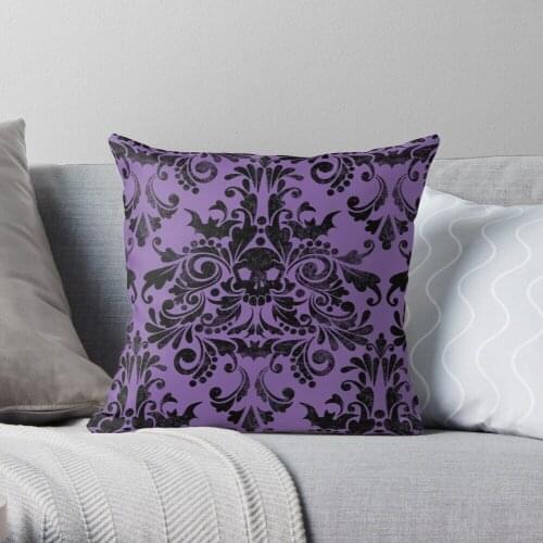 Skull Damask Pattern Polyester Decor Pillow Case Home Cushion Cover 45*45cm