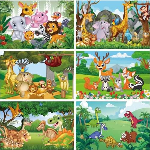 Animal Safari Party Tropical Jungle Forest Photo Backdrop Baby Shower Newborn Birthday Party Photo Background Custom Photostudio