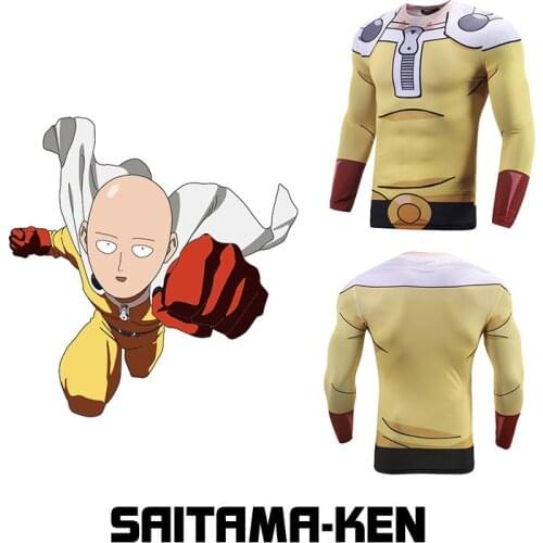 Japanese Anime Men Top Tees Long Sleeve 3D Print Cartoon T shirt One Punch Man Saitama Compression Sports Muscle Casual Tops