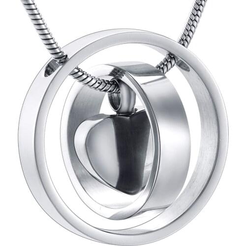 IJD9954 Clack/ Gold/ Pink Circle of Mini Heart Ashes Urn Necklace Blank Free Engraving Stainless Steel Cremation Locket