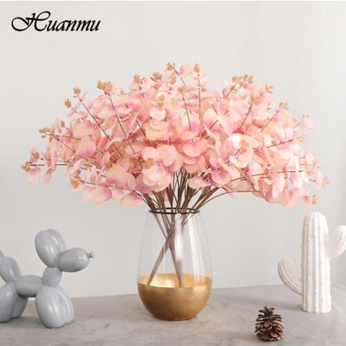 Artificial plant Plastic Eucalyptus Tree Branch For Christmas Wedding Decoration Flower Party Garden Arrangment Faux Foliage Hot