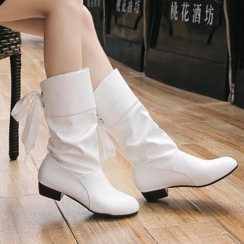Short Boots White Women With Thick Long Autumn And Winter Was Thin Jane hot High Simple Zapatos De Mujer High Boots