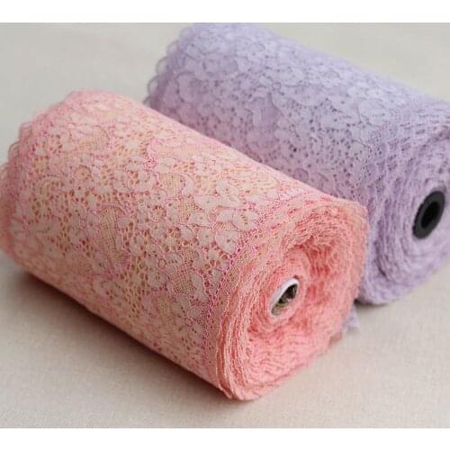 16cm wide 2 yds/lot, Handmade Hair Decoration Wide Elastic Stretch Lace Trim wedding dress skirt lace trim