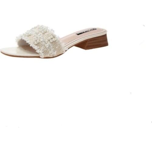 Summer new sandals and slippers women wear thick heels fashion womens high-heeled Korean version square head half slippers